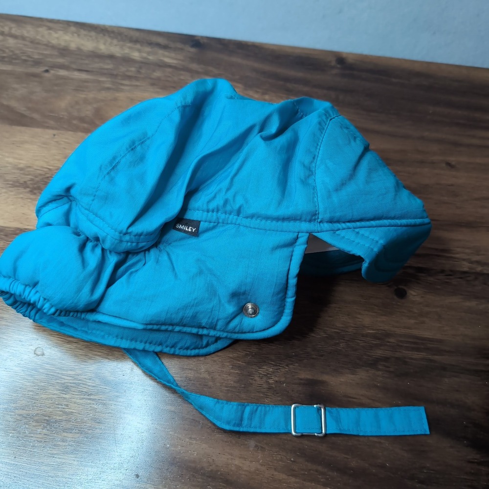 Vintage Smiley Gore-Tex Winter Hat Blue Ear Flaps Solarslim Made in USA